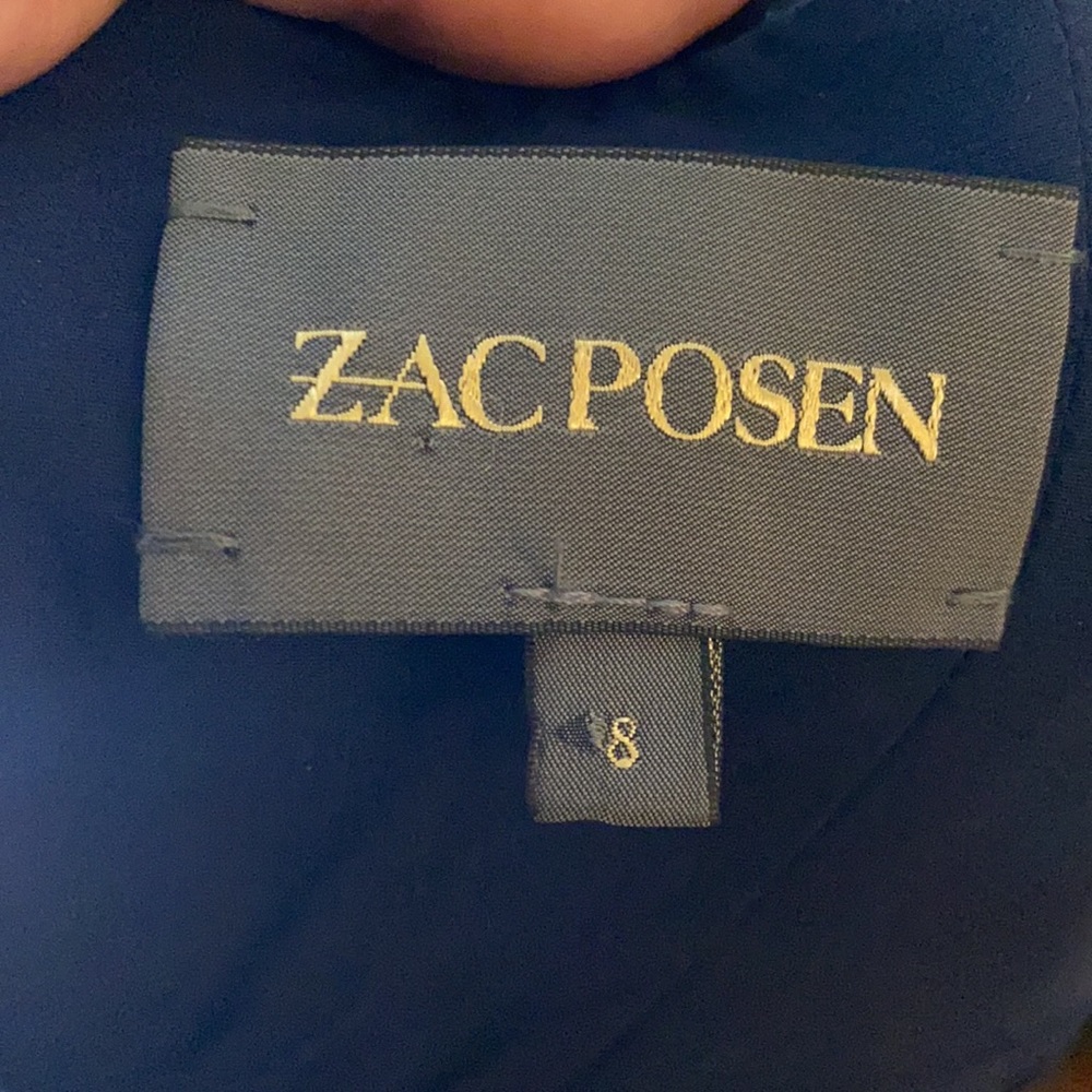 Zac Posen Blue Black Cotton Blend Fringed cocktail Black tie Dress 8 - Picture 7 of 7
